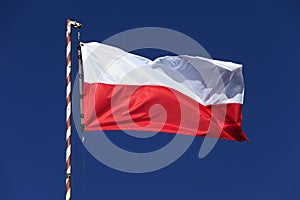 Poland - Flag of Poland on Stregowa Hill Monument of the Wizna defense battle from September 1939